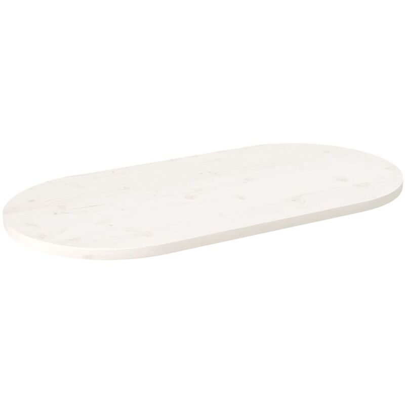 Dessus de table blanc 100x50x2,5 cm bois de pin massif ovale vidaXL