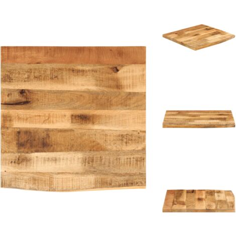 Dessus de table 60x60x2,5 cm bord vif bois massif manguier brut - Dessus De Table - Table Basse - Plateau De Table - Bois Massif - Manguier
