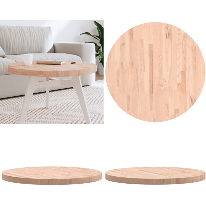 Dessus de table Ø70x4 cm rond bois massif de hêtre - Dessus De Table - Table Basse - Bois Massif - Hêtre - Plateau De Table - Home & Living