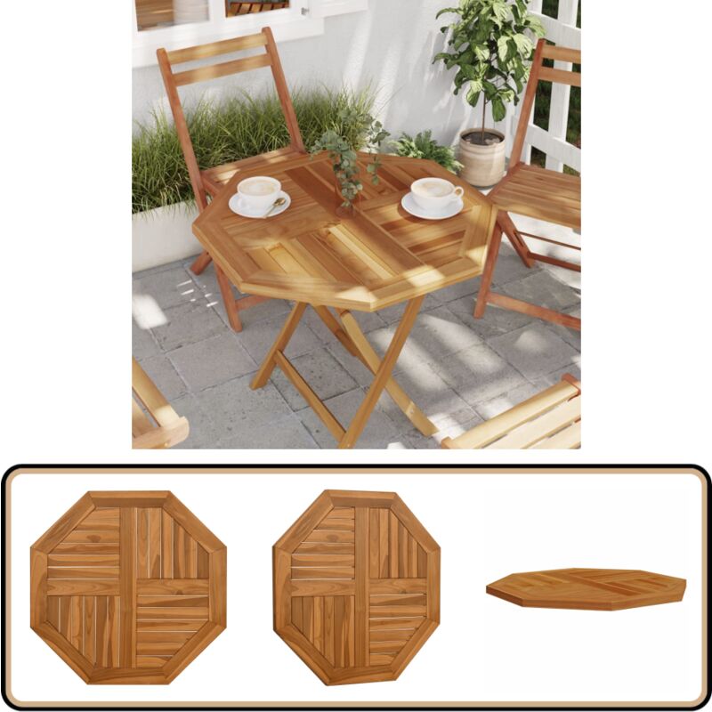 Dessus de table 70x70x2,5 cm octogonal bois de teck massif - Dessus De Table - Table De Jardin - Bois De Teck - Design Rustique - Terrasse