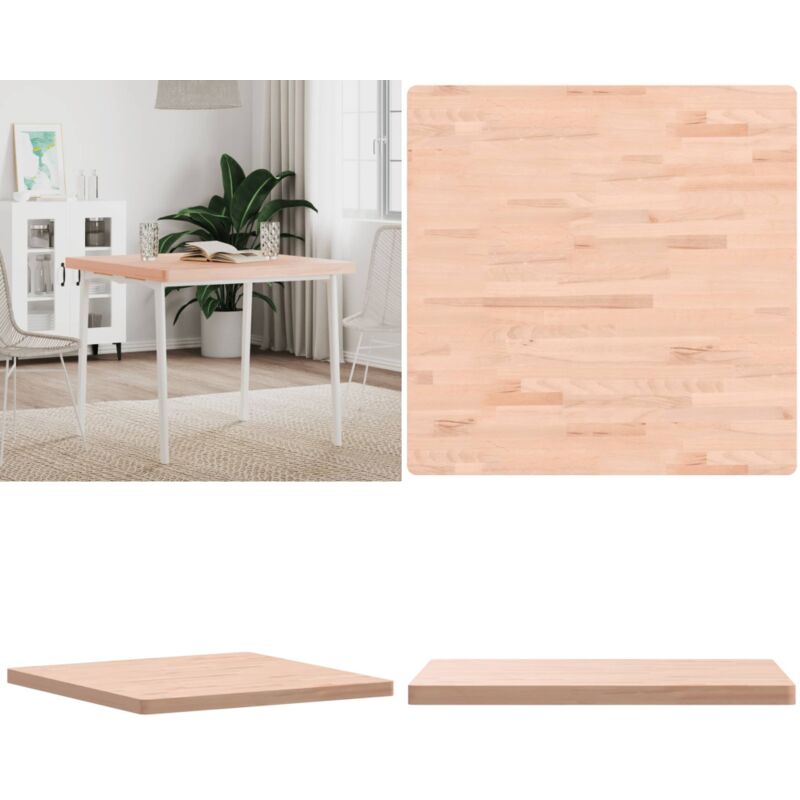 Dessus de table 80x80x4 cm carré bois massif de hêtre - Dessus De Table - Table Ronde - Plateau De Table - Bois Massif - Hêtre - Home & Living