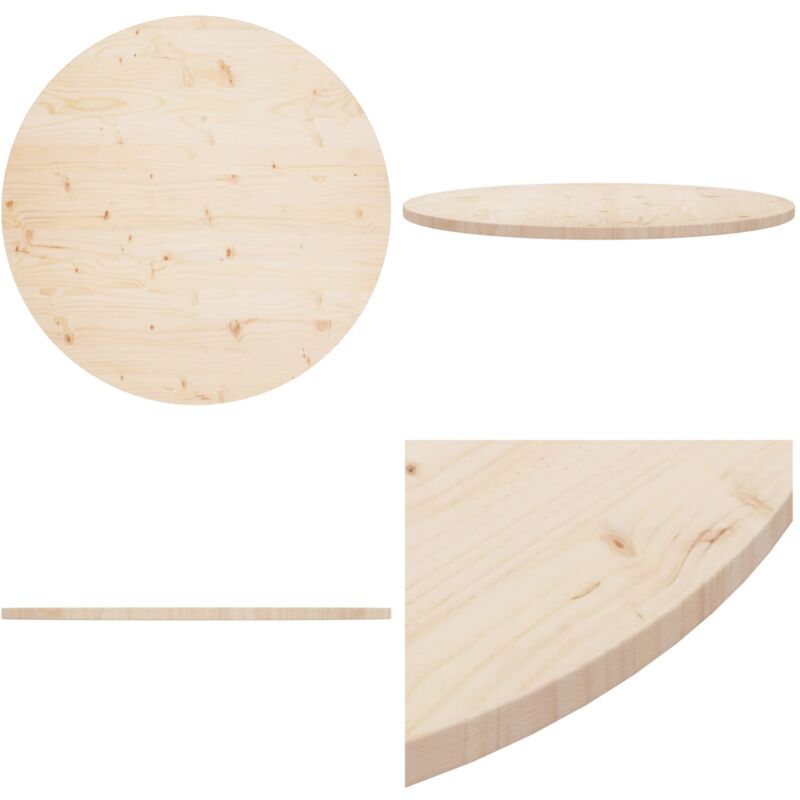 Dessus de table Ø90x2,5 cm Bois de pin massif - Dessus De Table - Plateau De Table - Bois De Pin - Table Ronde - Décoration Intérieure - Home & Living