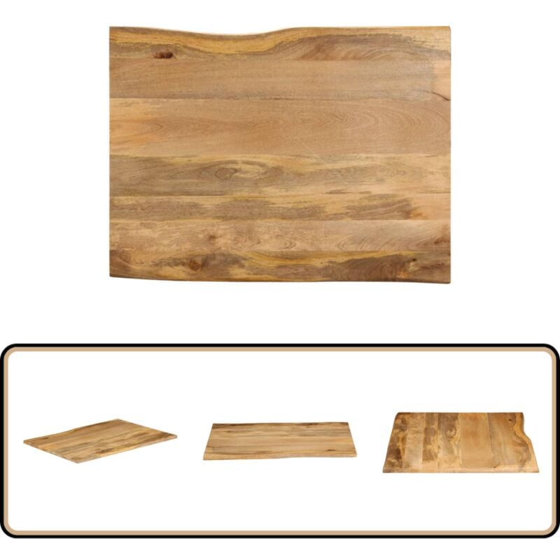 Dessus de table 90x80x2,5 cm bord vivant bois massif manguier - Dessus De Table - Table Basse - Plateau De Table - Bois Massif - Manguier
