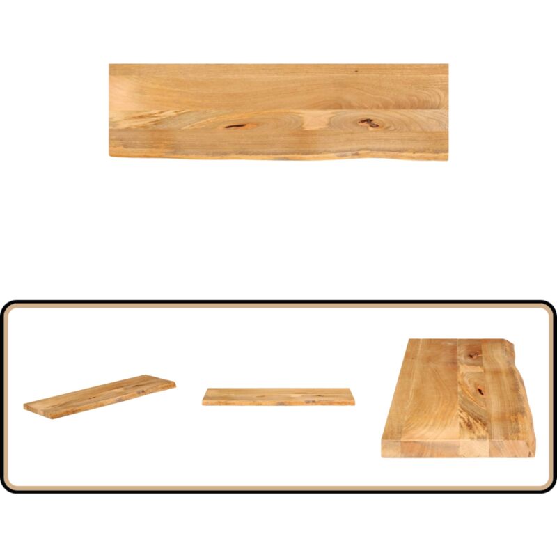 Dessus de table à bord vivant 100x40x2,5cm bois massif manguier - Dessus De Table - Table Basse - Bois Massif - Manguier - Design Rustique