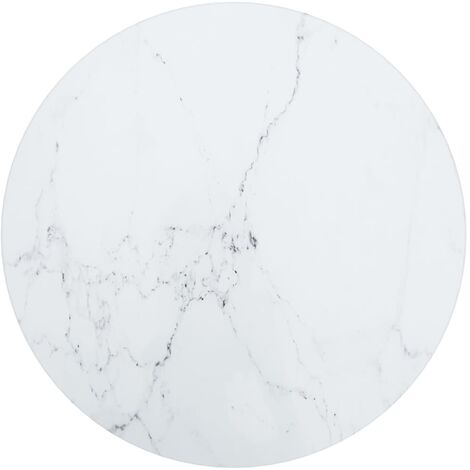 Dessus de table Blanc Ø30x0,8cm Verre trempé avec design marbre