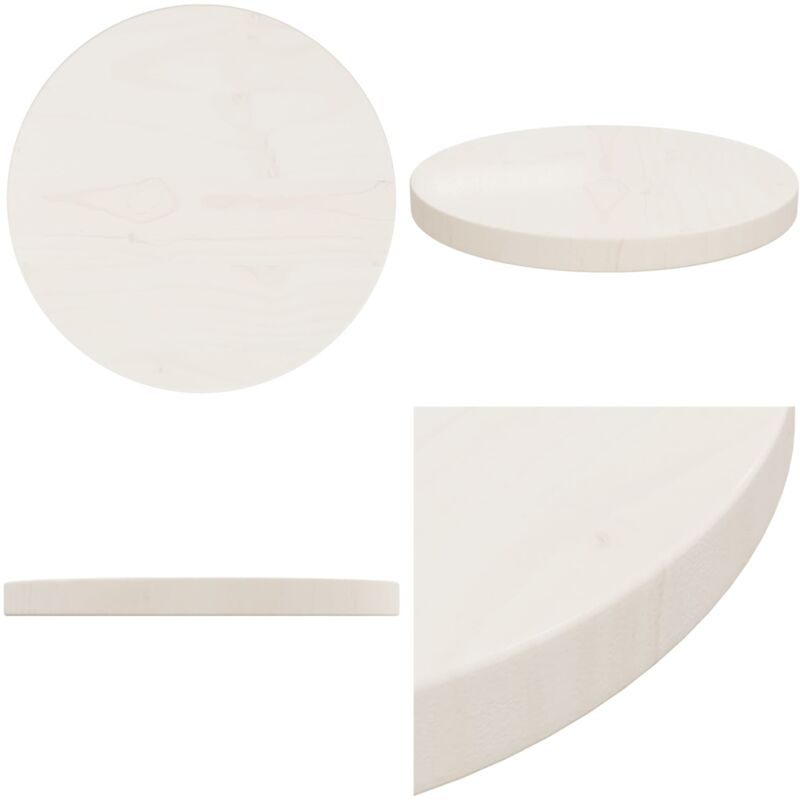 Dessus de table Blanc Ø30x2,5 cm Bois de pin massif - Plateau De Table - Dessus De Table Rond - Bois De Pin - Décoration Intérieure - Meuble De Salle