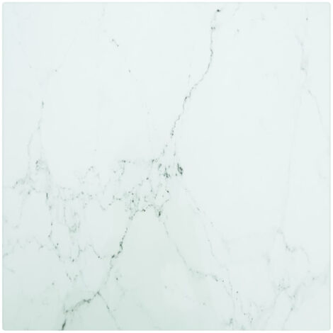 Dessus de table Blanc 30x30cm 6mm Verre trempé et design marbre