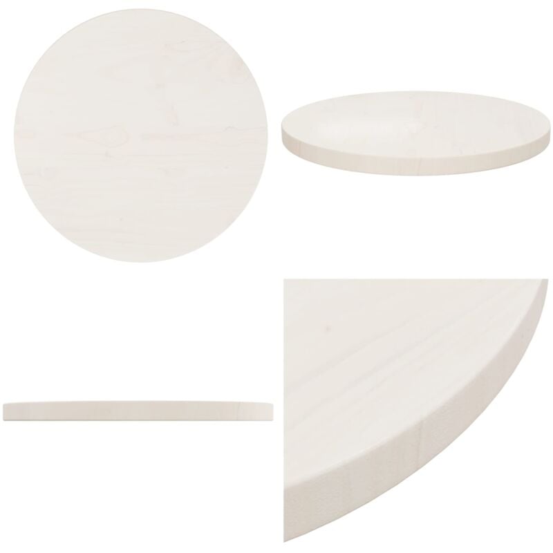 Dessus de table Blanc Ø40x2,5 cm Bois de pin massif - Plateau De Table - Dessus De Table Rond - Bois De Pin - Décoration Intérieure - Meuble Salle à