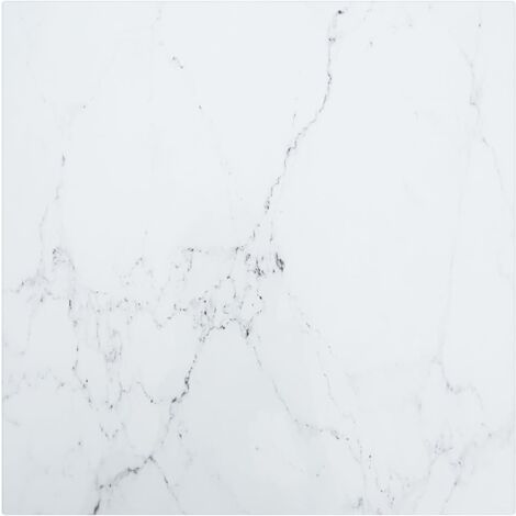 Dessus de table Blanc 40x40cm 6mm Verre trempé et design marbre