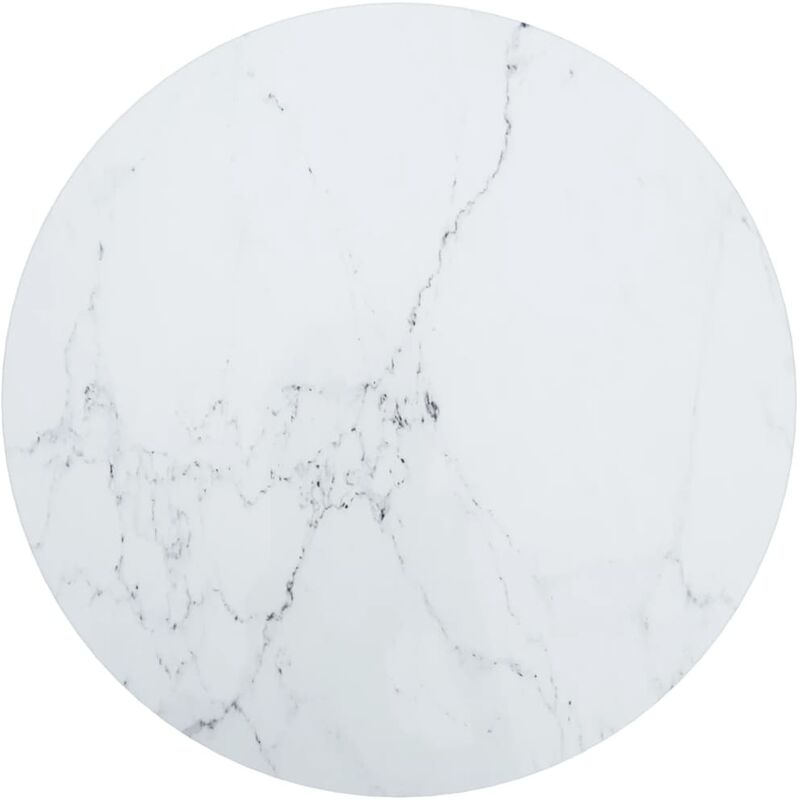 Dessus de table Blanc Ø50x0,8cm Verre trempé avec design marbre Dessus de table Blanc Ø50x0,8cm Verre trempé avec design marbre