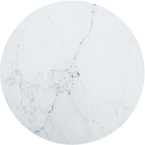 Dessus de table Blanc Ø50x0,8cm Verre trempé avec design marbre