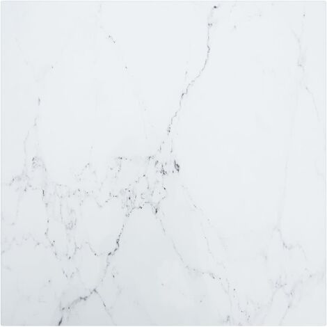 Dessus de table Blanc 50x50cm 6mm Verre trempé et design marbre