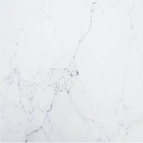 Dessus de table Blanc 60x60cm 6mm Verre trempé et design marbre