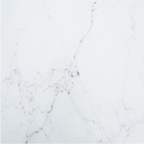 Dessus de table Blanc 70x70cm 6mm Verre trempé et design marbre