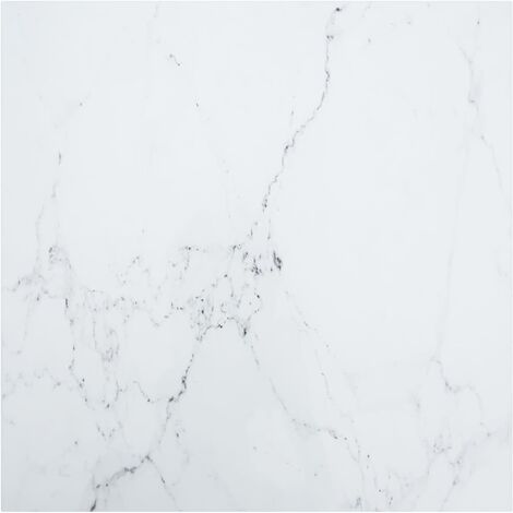 Dessus de table Blanc 80x80cm 6mm Verre trempé et design marbre