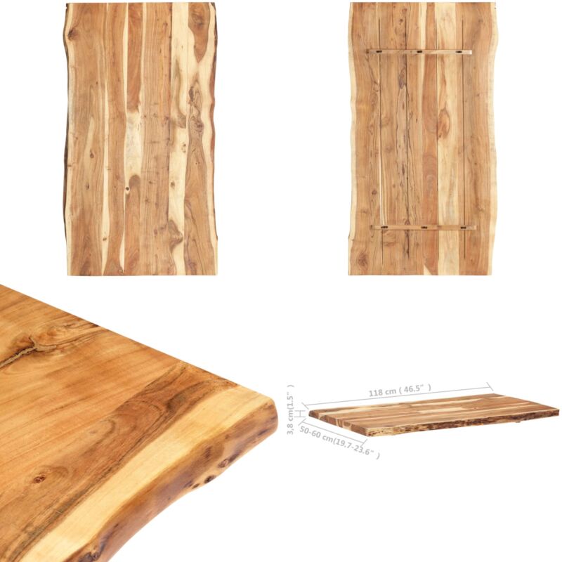 Dessus de table Bois d'acacia massif 118x(50-60)x3,8 cm - Dessus De Table - Plateau De Table - Bois D'acacia - Meuble De Salle à Manger - Décoration