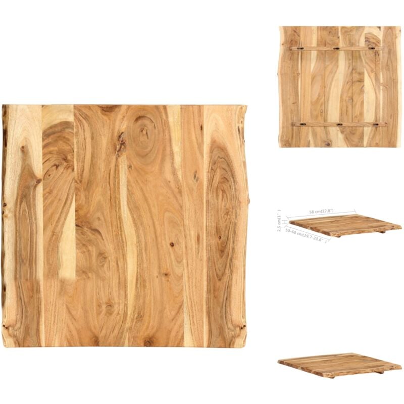 Dessus de table Bois d'acacia massif 58x(50-60)x2,5 cm - Dessus De Table - Plateau De Table - Bois D'acacia - Meuble De Salle à Manger - Décoration