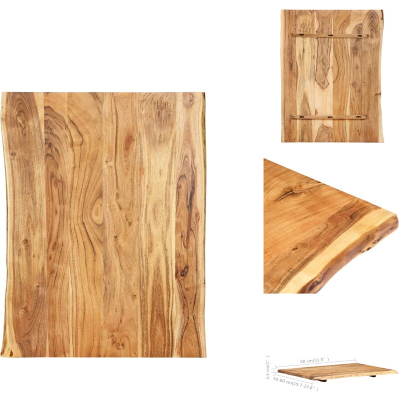 Dessus de table Bois d'acacia massif 80x(50-60)x2,5 cm - Dessus De Table - Plateau De Table - Bois D'acacia - Meuble De Salle À Manger - Décoration