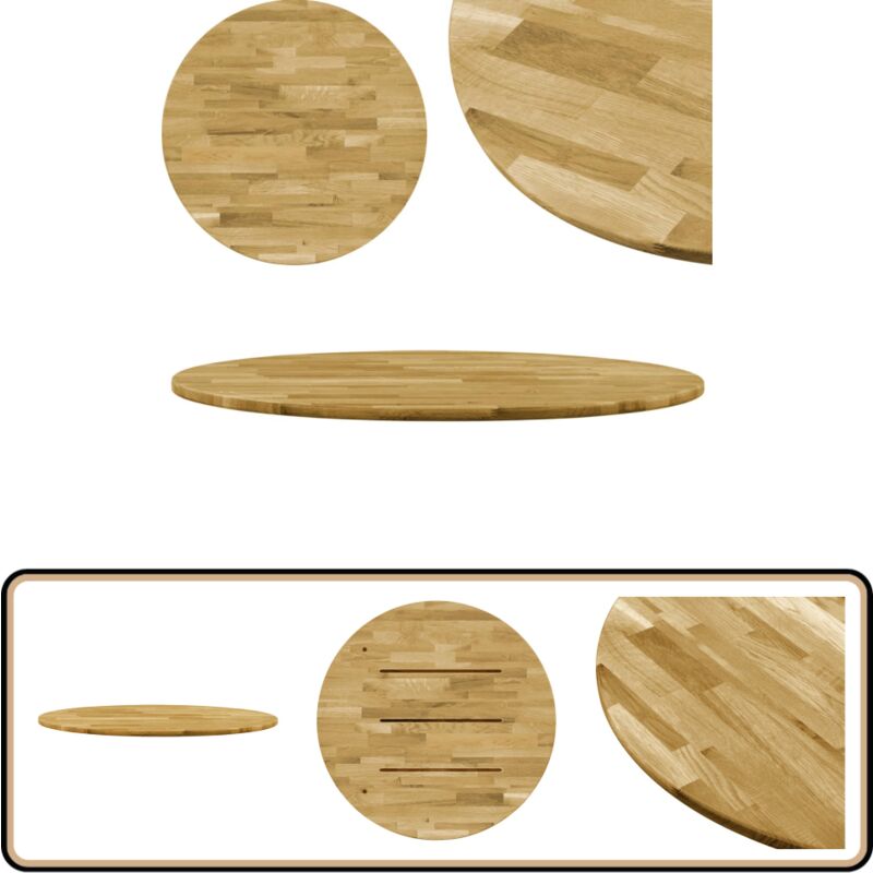 Dessus de table Bois de chêne massif Rond 23 mm 600 mm - Dessus De Table - Plateau De Table - Bois De Chêne - Table Ronde - Meuble De Salle À Manger