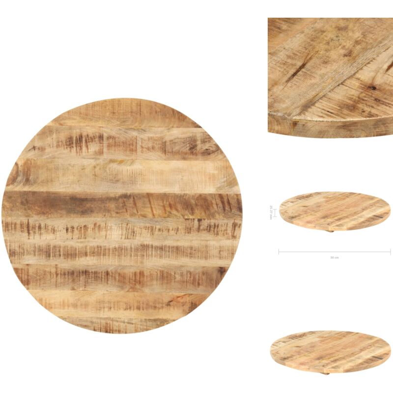 Dessus de table Bois de manguier solide Rond 25-27 mm 50 cm - Dessus De Table - Table Ronde - Bois Massif - Manguier - Design Industriel
