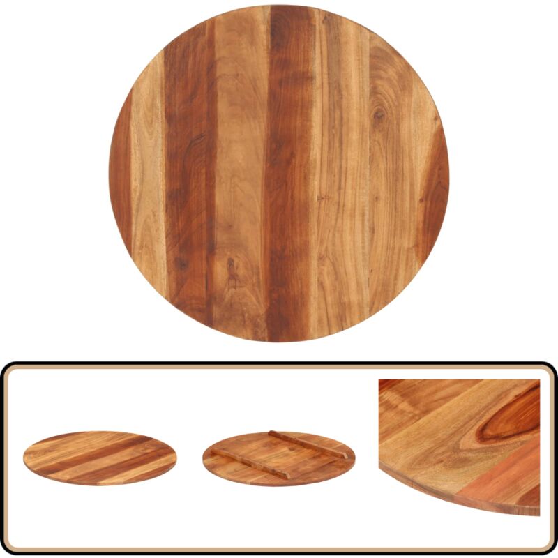 Dessus de table bois massif d'acacia rond 15-16 mm 70 cm - Dessus De Table - Table Ronde - Acacia Massif - Plateau De Table - Meuble De Salle à Manger