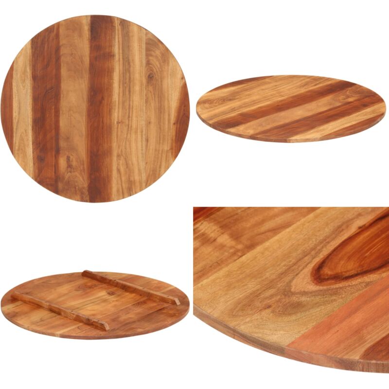 Dessus de table bois massif d'acacia rond 15-16 mm 70 cm - Dessus De Table - Table Ronde - Acacia Massif - Plateau De Table - Meuble De Salle à