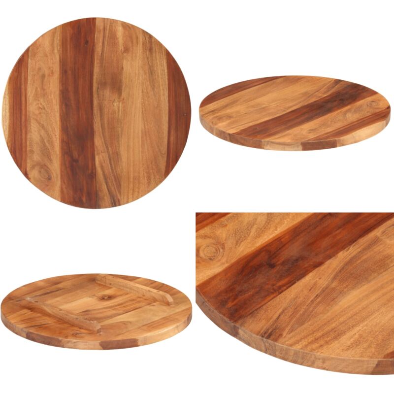 Dessus de table bois massif d'acacia rond 25-27 mm 50 cm - Dessus De Table - Table Ronde - Acacia Massif - Plateau De Table - Meuble De Salle à