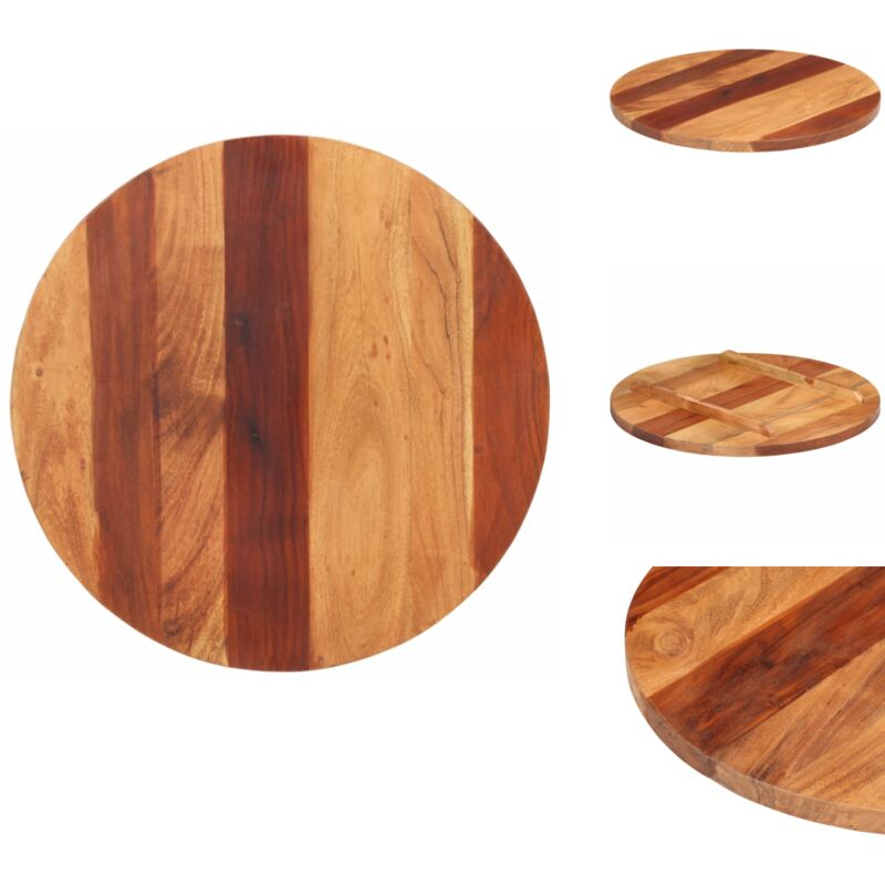 Dessus de table bois massif d'acacia rond 25-27 mm 60 cm - Dessus De Table - Plateau De Table - Acacia Massif - Meuble De Salle à Manger - Décoration