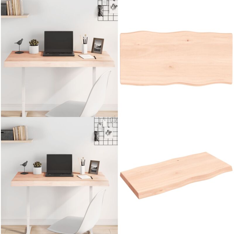 Dessus de table bois massif non traité bordure assortie - Dessus De Table - Plateau De Table - Bois Massif - Chêne - Meuble De Salle à Manger - Home