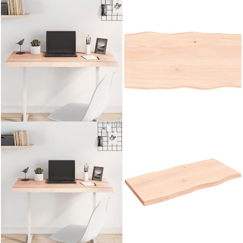 Dessus de table bois massif non traité bordure assortie - Dessus De Table - Plateau De Table - Bois Massif - Chêne - Meuble De Salle à Manger - Home