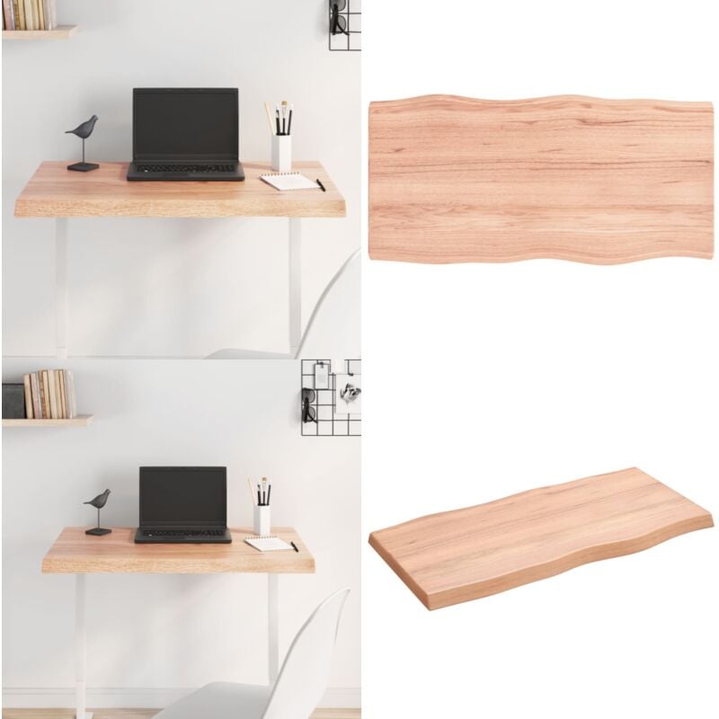 Dessus de table bois massif traité bordure assortie - Dessus De Table - Plateau De Table - Table En Bois - Chêne Massif - Meuble De Salle à Manger