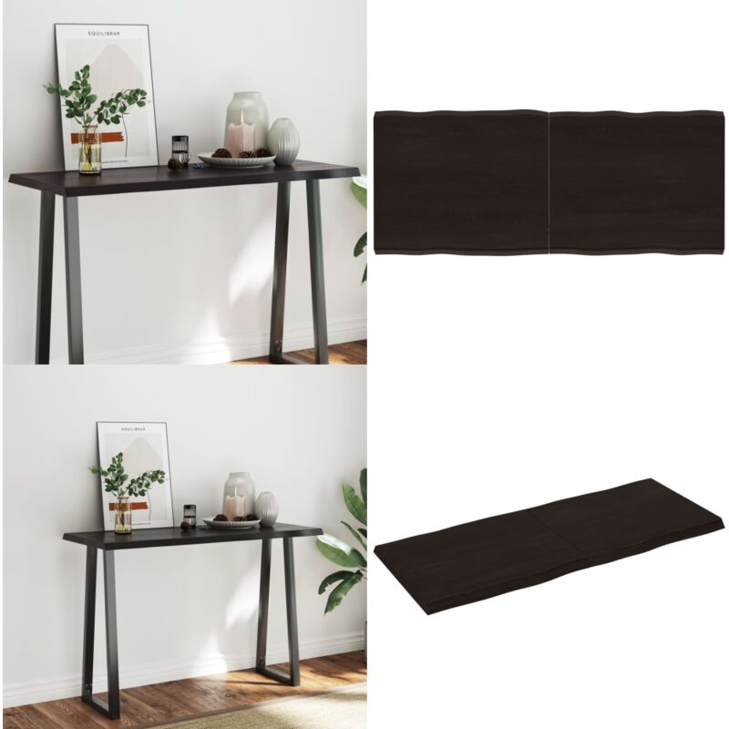 Dessus de table bois massif traité bordure assortie - Dessus De Table - Plateau De Table - Table En Bois - Chêne Massif - Meuble De Salle à Manger