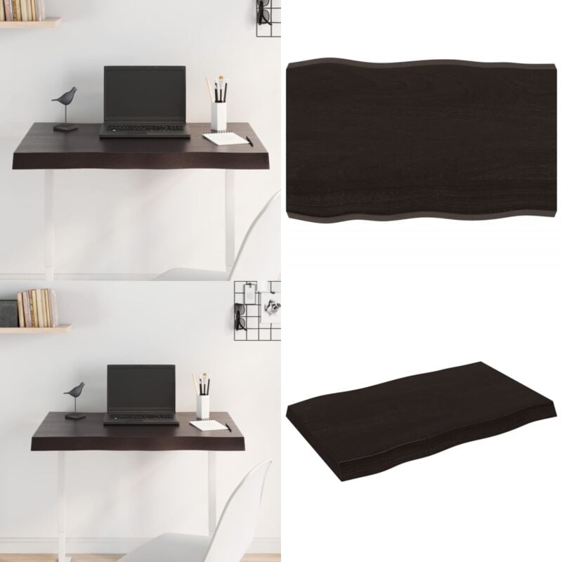 Dessus de table bois massif traité bordure assortie - Dessus De Table - Plateau De Table - Table En Bois - Chêne Massif - Meuble De Salle à Manger