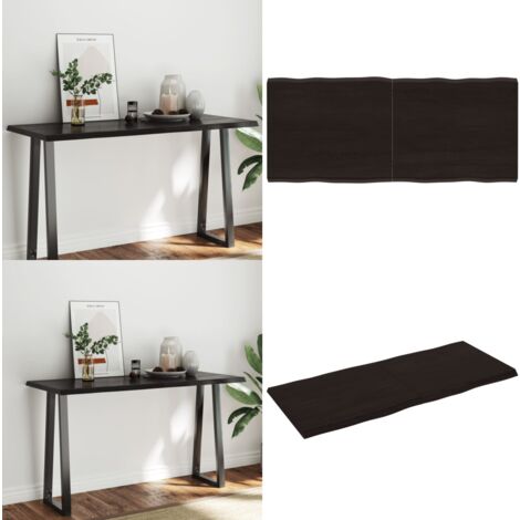 Dessus de table bois massif traité bordure assortie - Dessus De Table - Plateau De Table - Table En Bois - Chêne Massif - Meuble De Salle À Manger - Home & Living