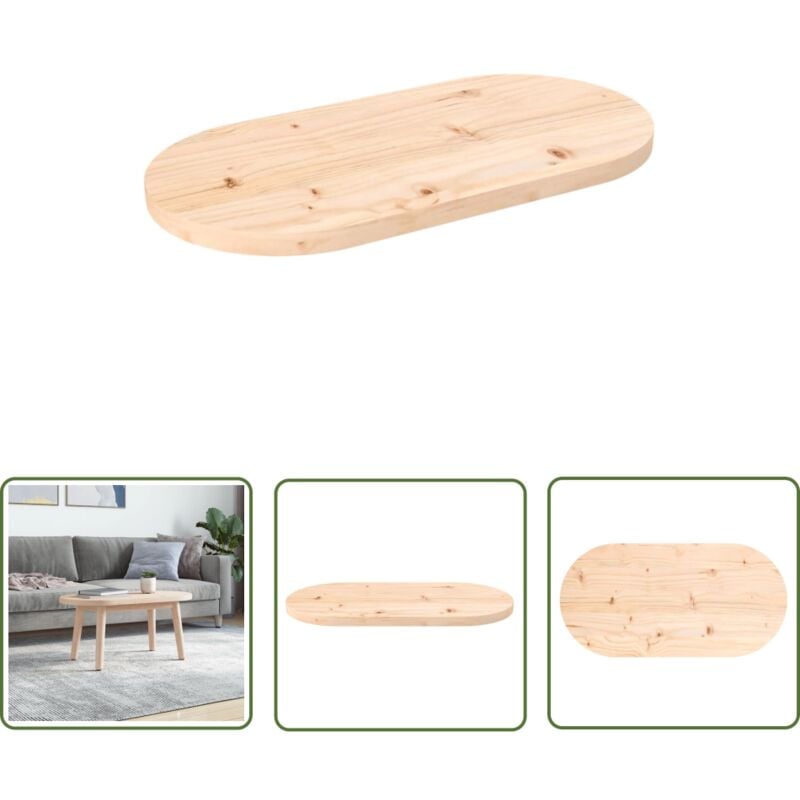 Jinlefu - The Living Store Dessus de table 60x30x2,5 cm bois de pin massif ovale - Dessus De Table - Plateau De Table - Bois De Pin - Table Basse