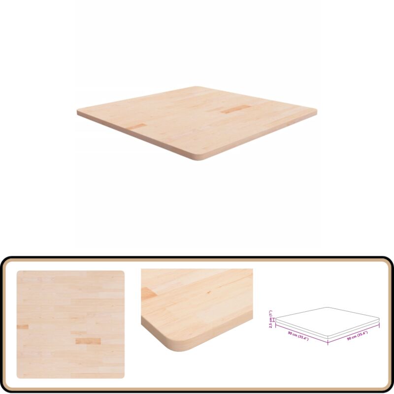 Dessus de table carré 90x90x2,5 cm Bois chêne massif non traité - Dessus De Table - Table En Bois - Chêne Massif - Plateau De Table - Meuble Rustique