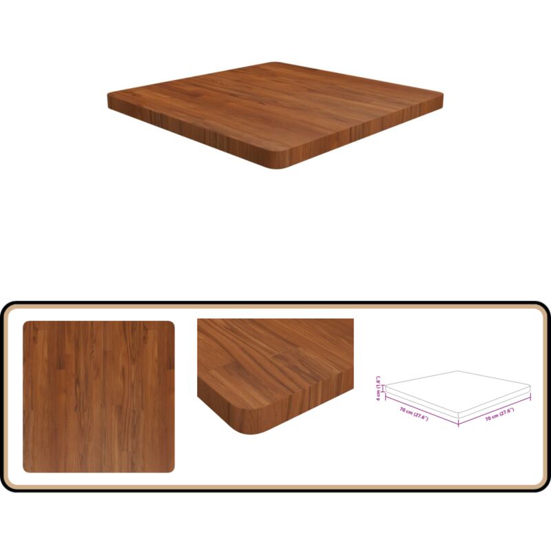 Dessus de table carré Marron foncé 70x70x4cm Bois chêne traité - Dessus De Table - Plateau De Table - Bois Chêne - Design Rustique - Table Basse