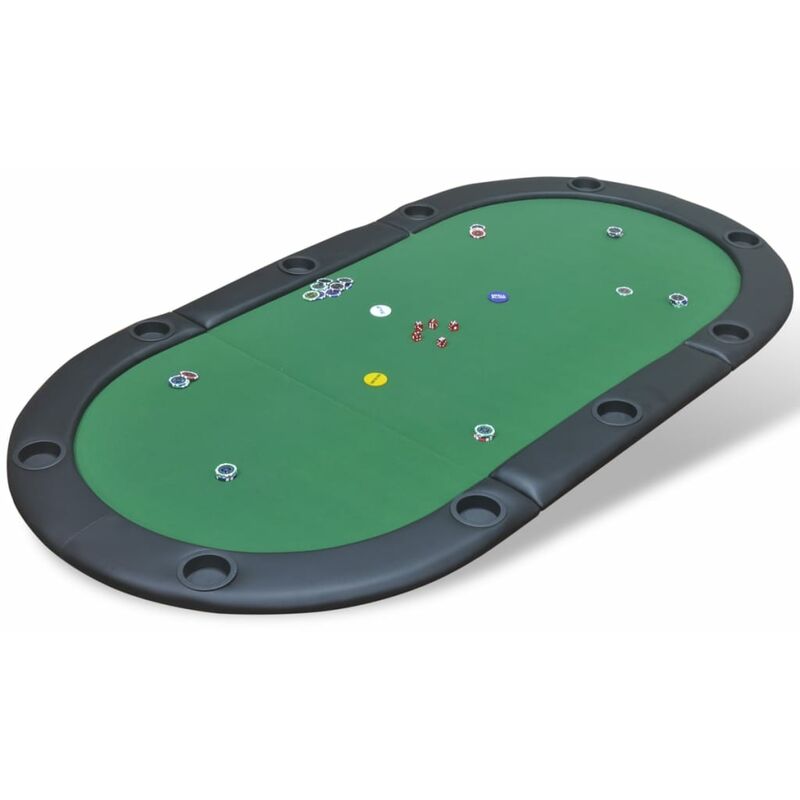Dessus de table de poker pliable pour 10 joueurs Vert