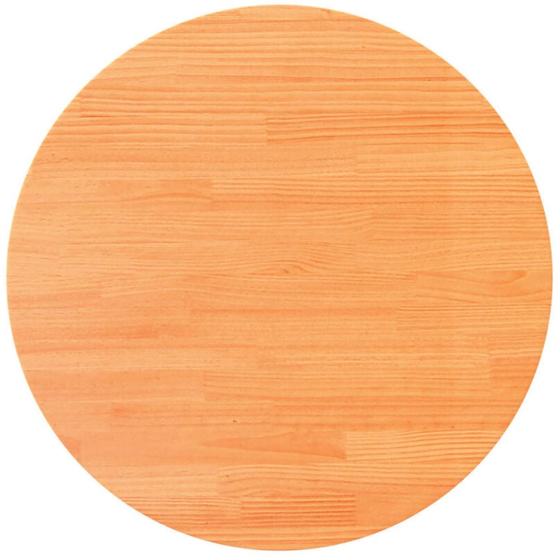 Dessus de table rond cire marron Ø90x2,5 cm bois de pin massif Vidaxl