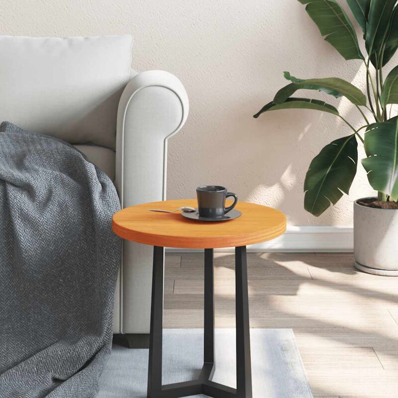 Dessus de table rond cire marron Ø40x2,5 cm bois de pin massif - Vidaxl