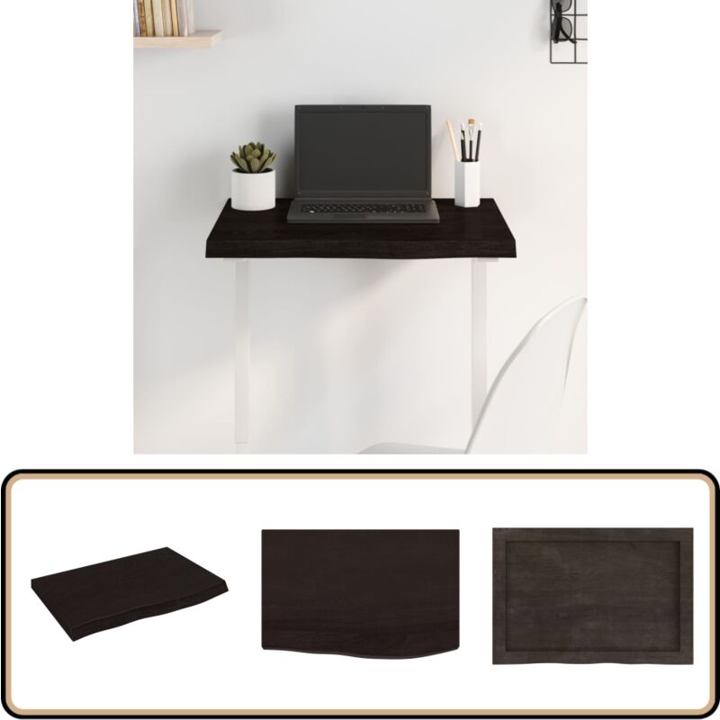 Dessus de table marron foncé bois chêne massif traité - Dessus De Table - Plateau De Table - Bois De Chêne - Table Ronde - Meuble De Salon