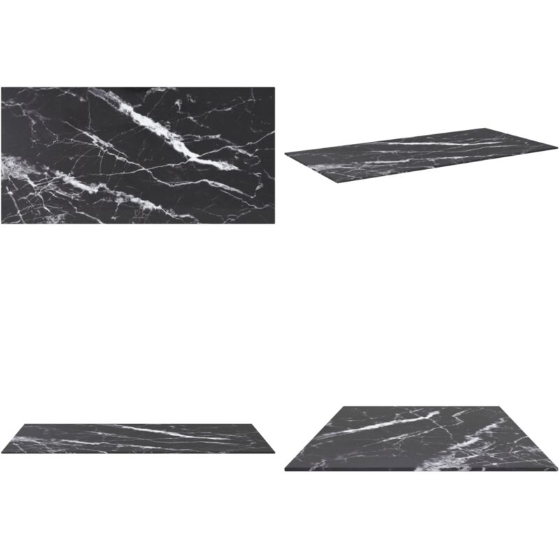 Dessus de table noir 100x50 cm 6 mm verre trempé design marbre - Dessus De Table - Plateau De Table - Verre Trempé - Design Marbre - Table à Manger