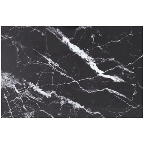 Dessus de table Noir 100x62cm 8mm Verre trempé et design marbre