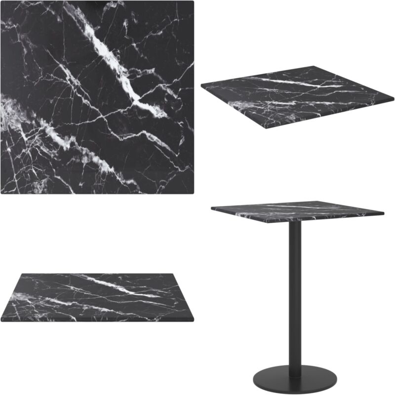 Dessus de table noir 30x30 cm 6 mm verre trempé design marbre - Dessus De Table - Plateau De Table - Verre Trempé - Design Marbre - Décoration
