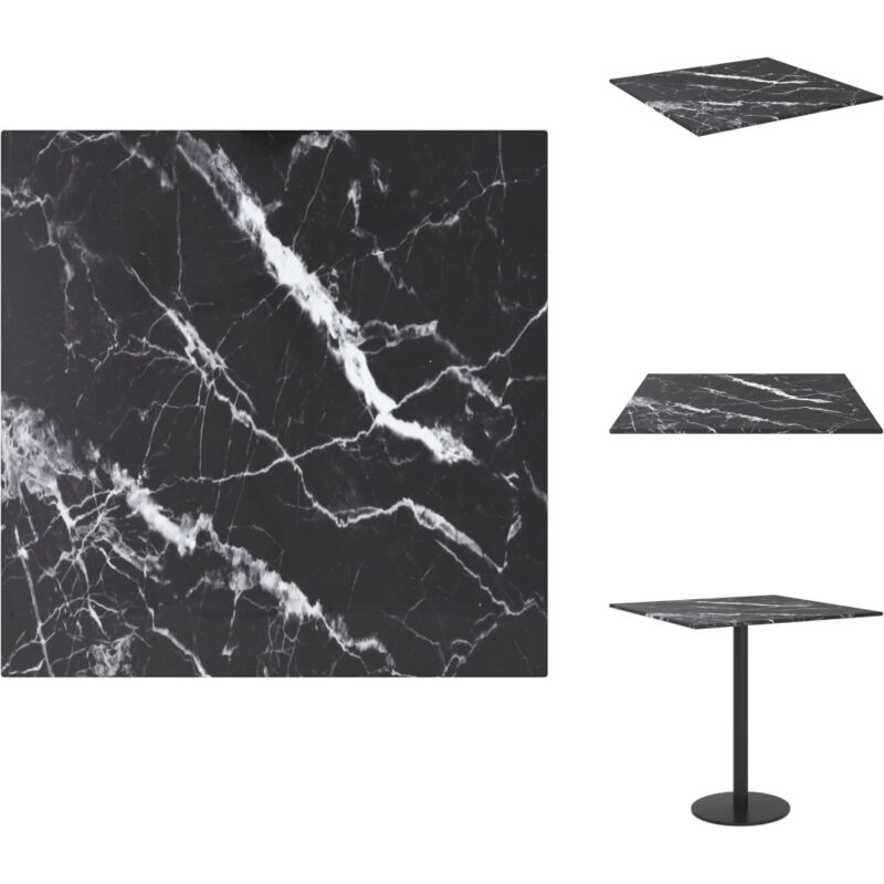 Dessus de table noir 40x40 cm 6 mm verre trempé design marbre - Plateau De Table - Dessus De Table - Verre Trempé - Design Marbre - Décoration