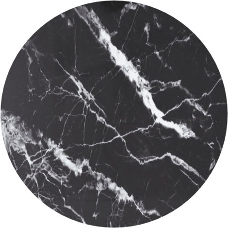 Dessus de table Noir Ø60x0,8 cm Verre trempé design de marbre