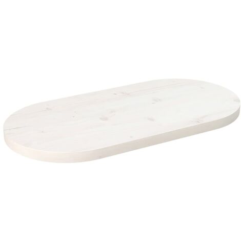 Dessus de table, Plateau De Table blanc 60x30x2,5 cm bois de pin massif ovale LKF55572