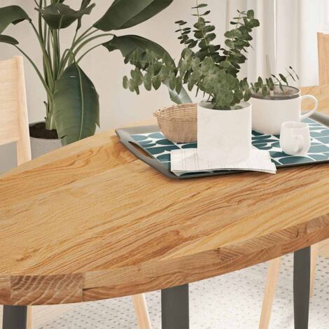 Dessus de table-Plateau de Table de Remplacement 140x60x4 cm bois de chêne massif ovale 369273