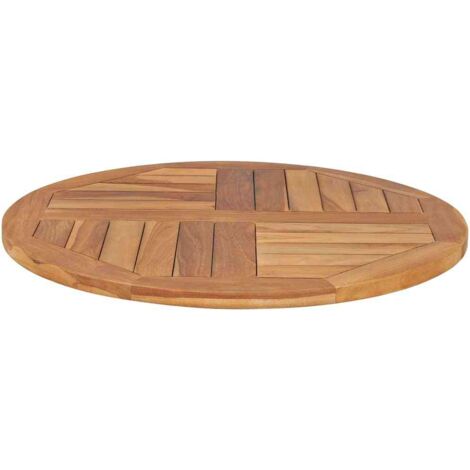 Dessus de table-Plateau de Table de Remplacement Bois de teck solide Rond 2,5 cm 70 cm 406197