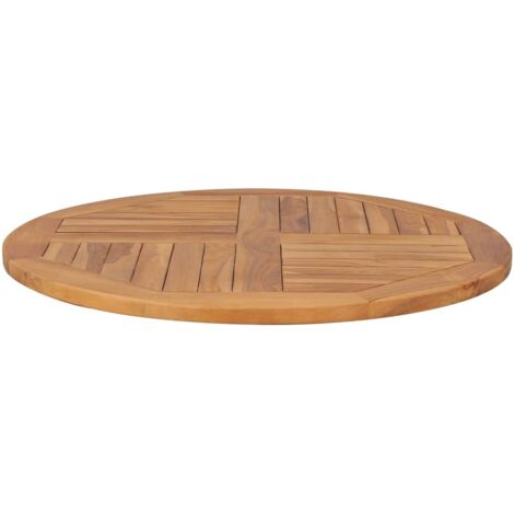 Dessus de table-Plateau de Table de Remplacement Bois de teck solide Rond 2,5 cm 80 cm 160403